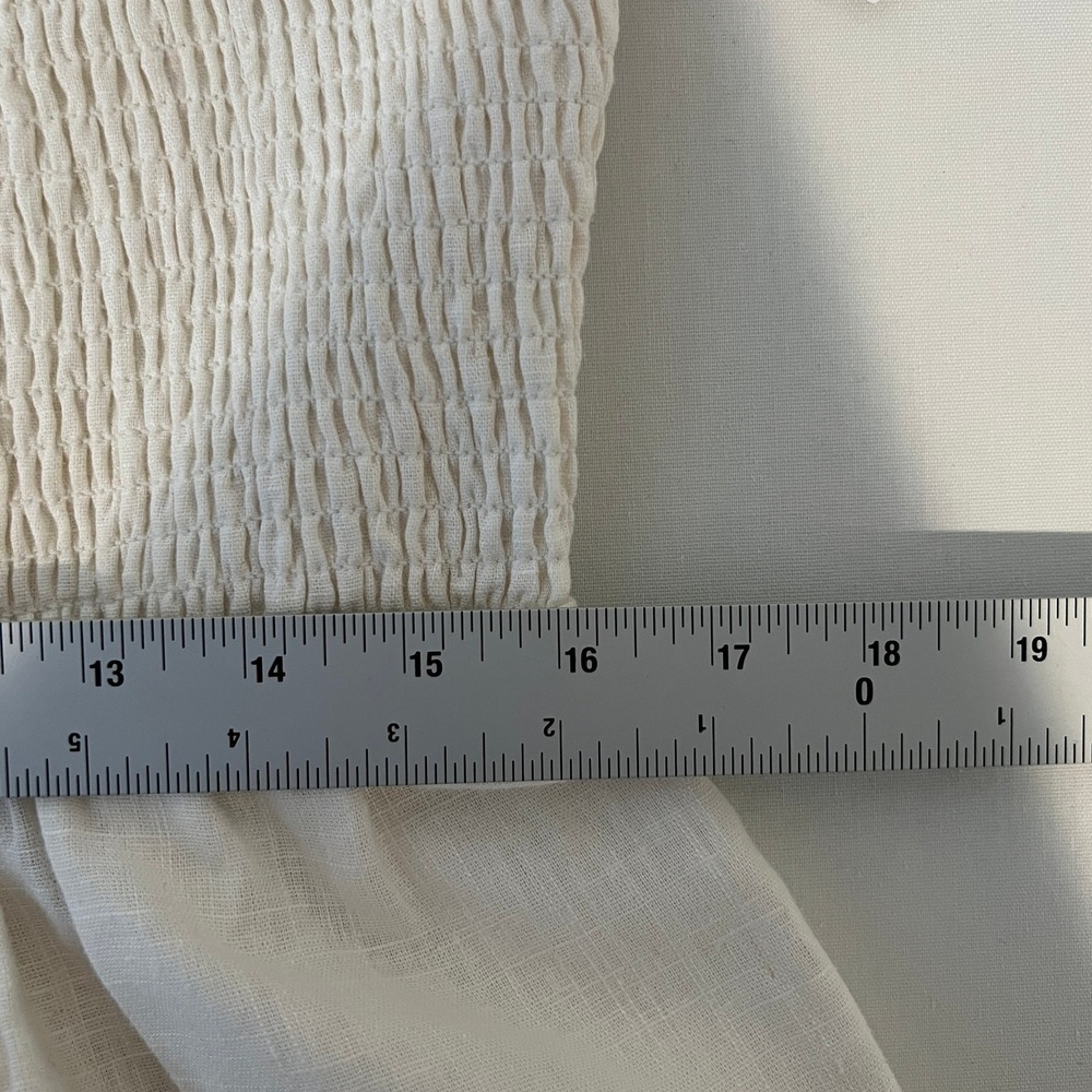Chelsea28 Smocked Tiered Maxi Dress‎ Womens L Linen Blend White Milkmaid NWT - Picture 10 of 11